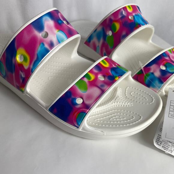 Crocs Slide Sandals Mens 13 Tie Dye Solarized 2 Strap Slip On Comfy Shoes Spring - Picture 2 of 9